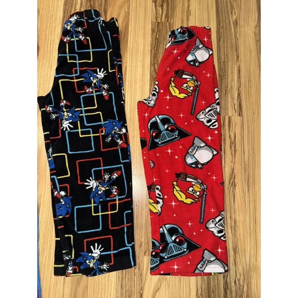 Spider-Man‎ Sonic Sega Angry Birds Boy's Fleece One Piece pajama Sz 6/7 PJ Pants